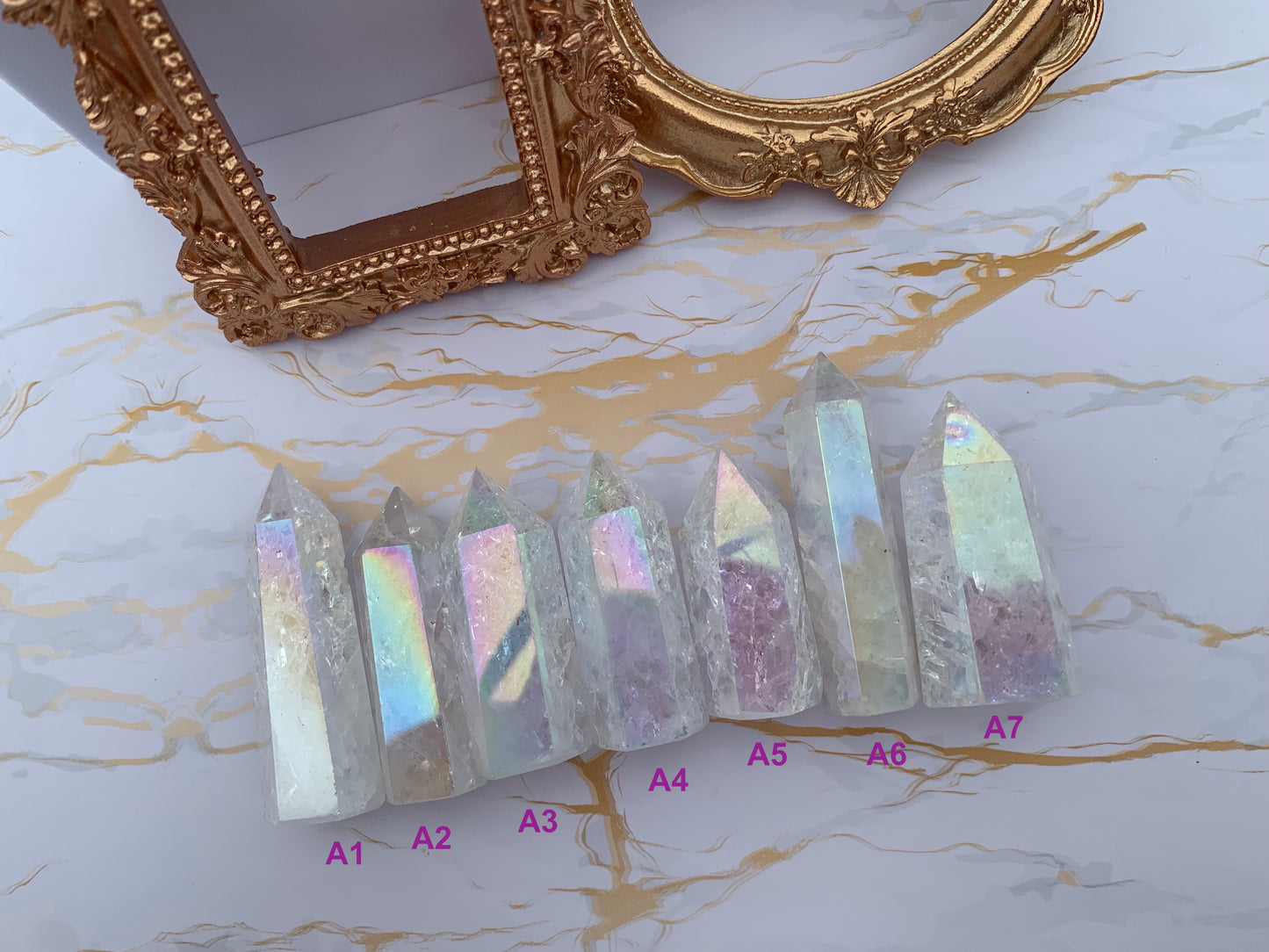 Himalayan rainbow white crystal column/1 piece