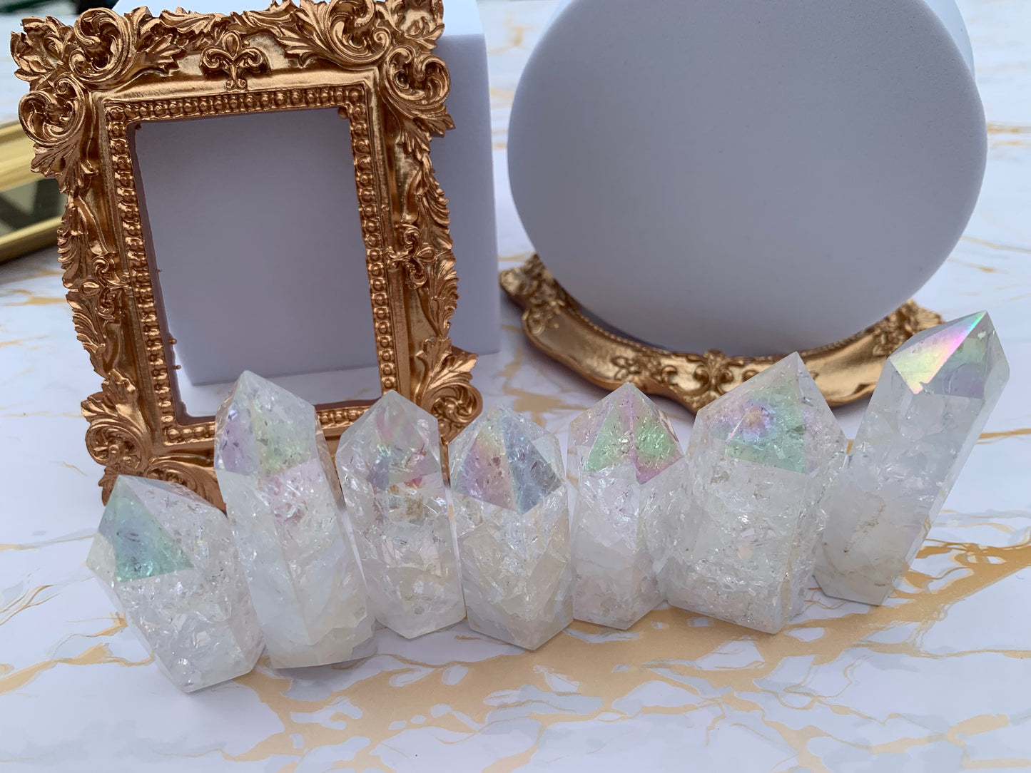 Himalayan rainbow white crystal column/1 piece