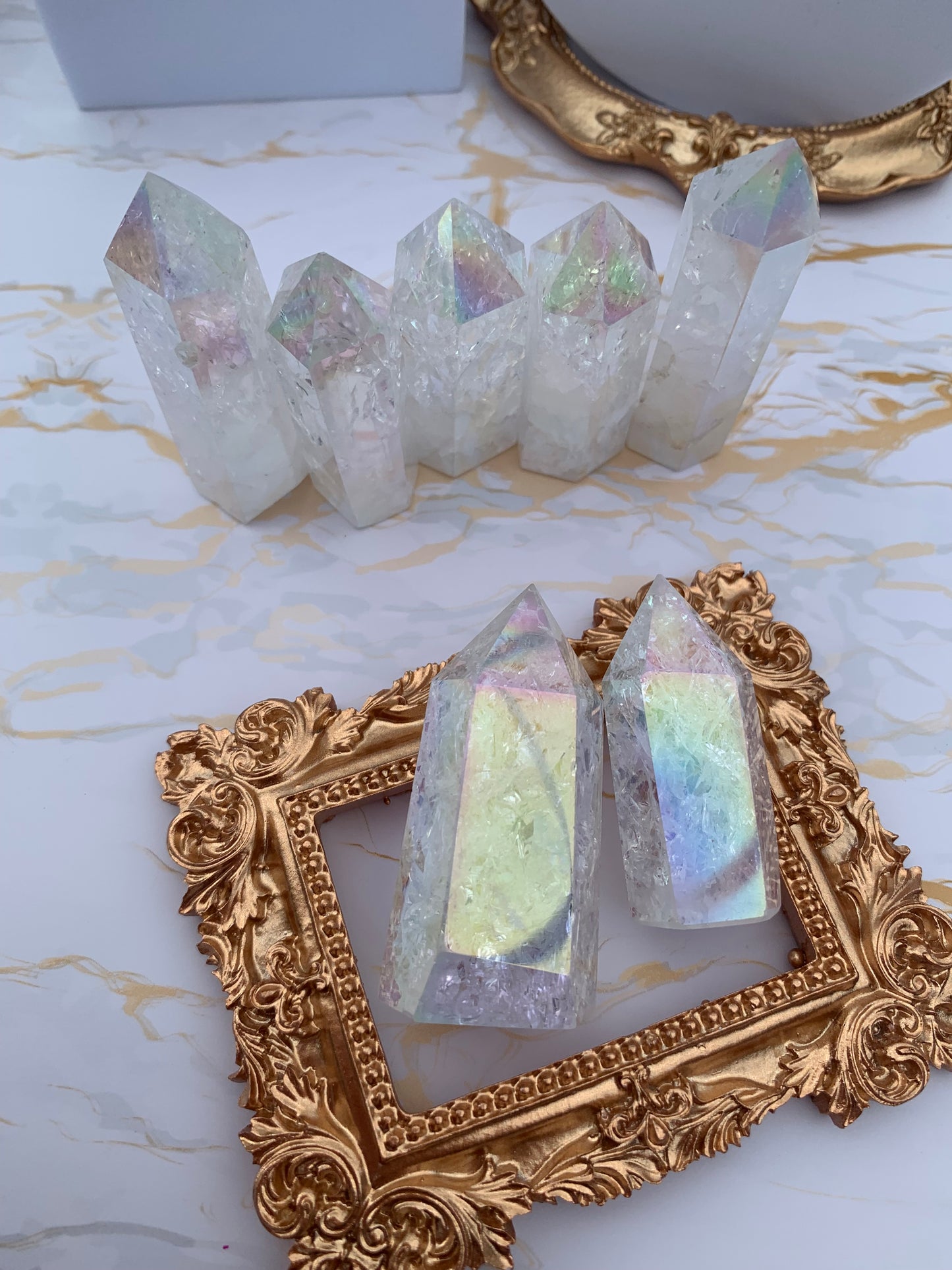 Himalayan rainbow white crystal column/1 piece